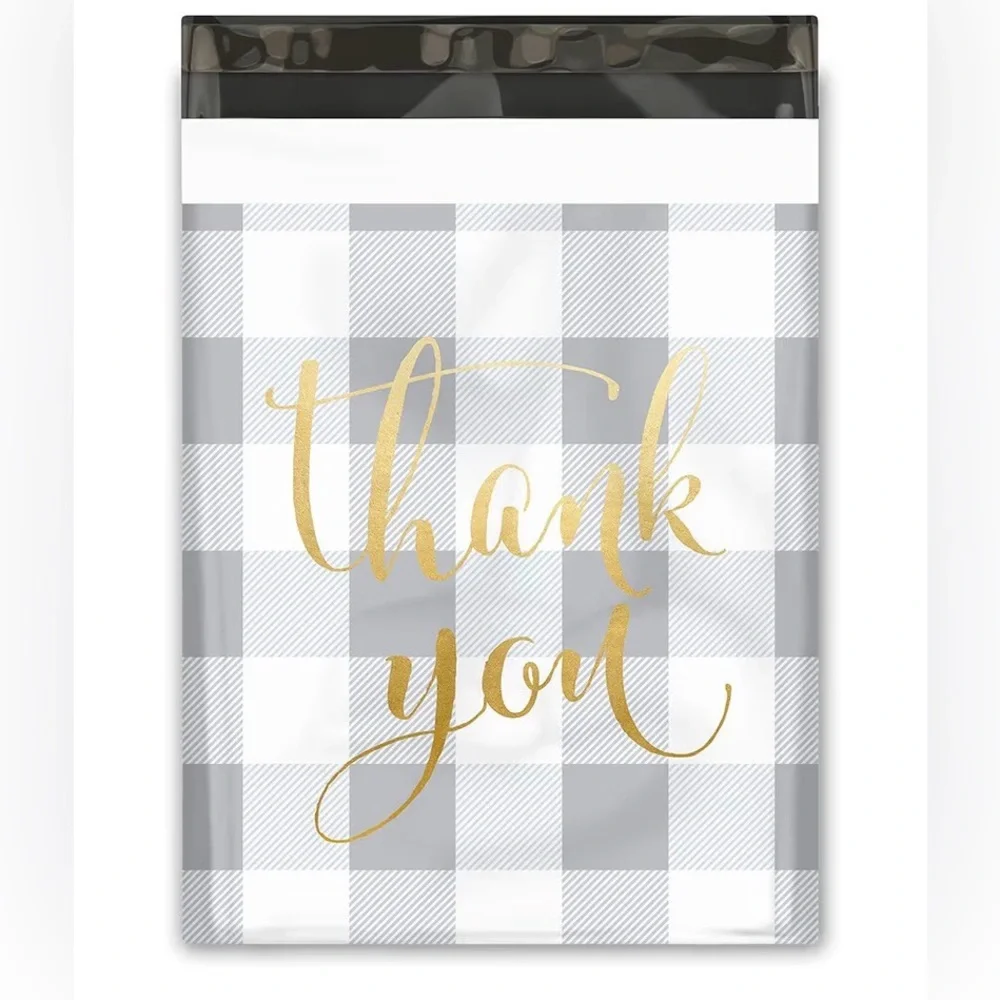 Thank You Polymailers 10x13 Gray Plaid